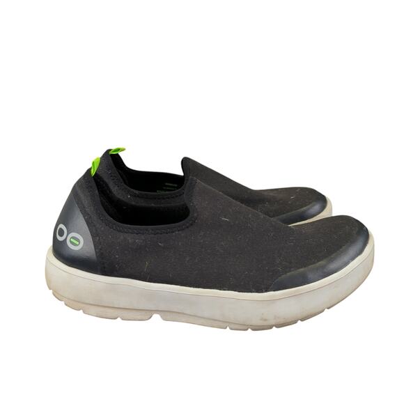 Oofos Shoes - Oofos OOmg Eezee Low White Black Shoes Comfort Recovery Slip-on Sneakers Women 8